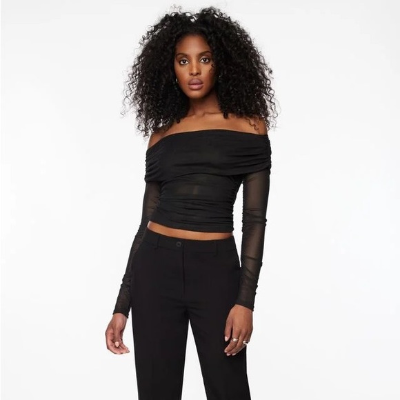 Mesh Off Shoulder Top | Dynamite - Picture 2 of 4